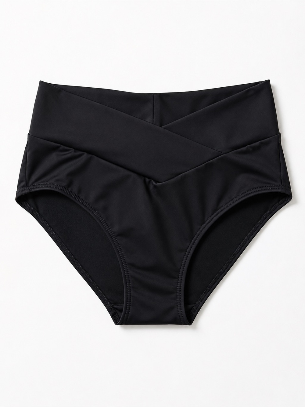 Aerie High Waisted Crossover Bikini Bottom Black Small NWT